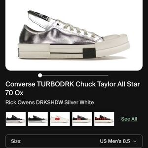 Converse Silver White Chuck Taylor All Star 70 Ox Sneakers